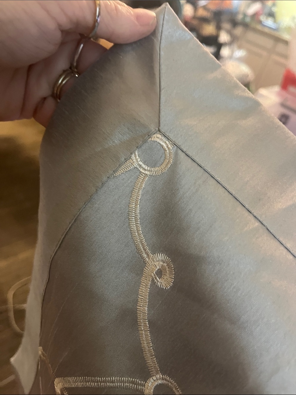 Elegant Embroidered Tablecloth in Light Gray by - Picture 4 of 4
